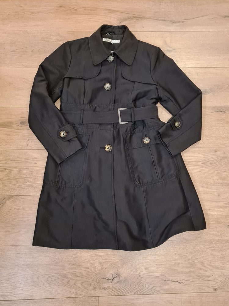 Womens Kenneth Cole New York Trenchcoat Jacket Overcoat Black XL Great Condition