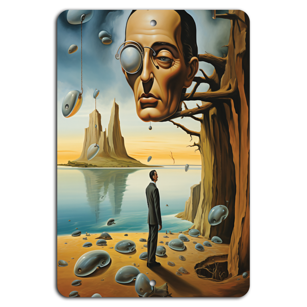 Surreal Reflections: Dreamscape Art on Metal Sign