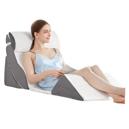 5PCS Memory Foam Orthopedic Bed Wedge Pillow Set for Post-Surgery Support in Grey