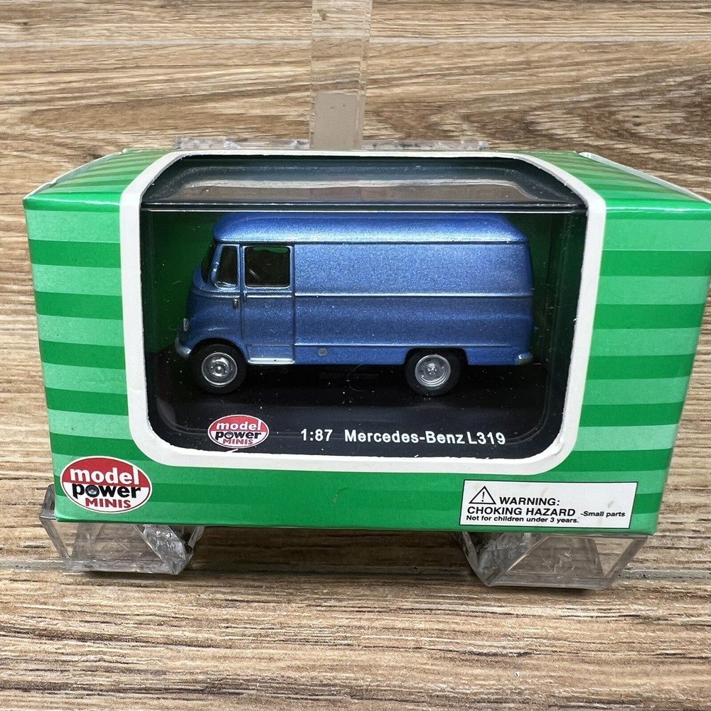 Model Power Minis Mercedes Benz L319 Van Blue HO Scale 1:87 NIB Diecast 19400