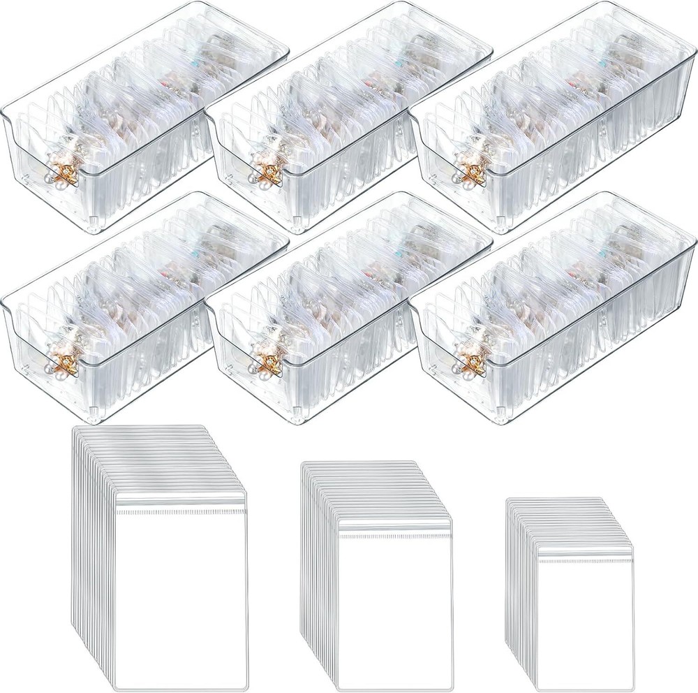 Tioncy 6-Piece Clear Acrylic Jewelry Box Organizer with Drawers for Storage