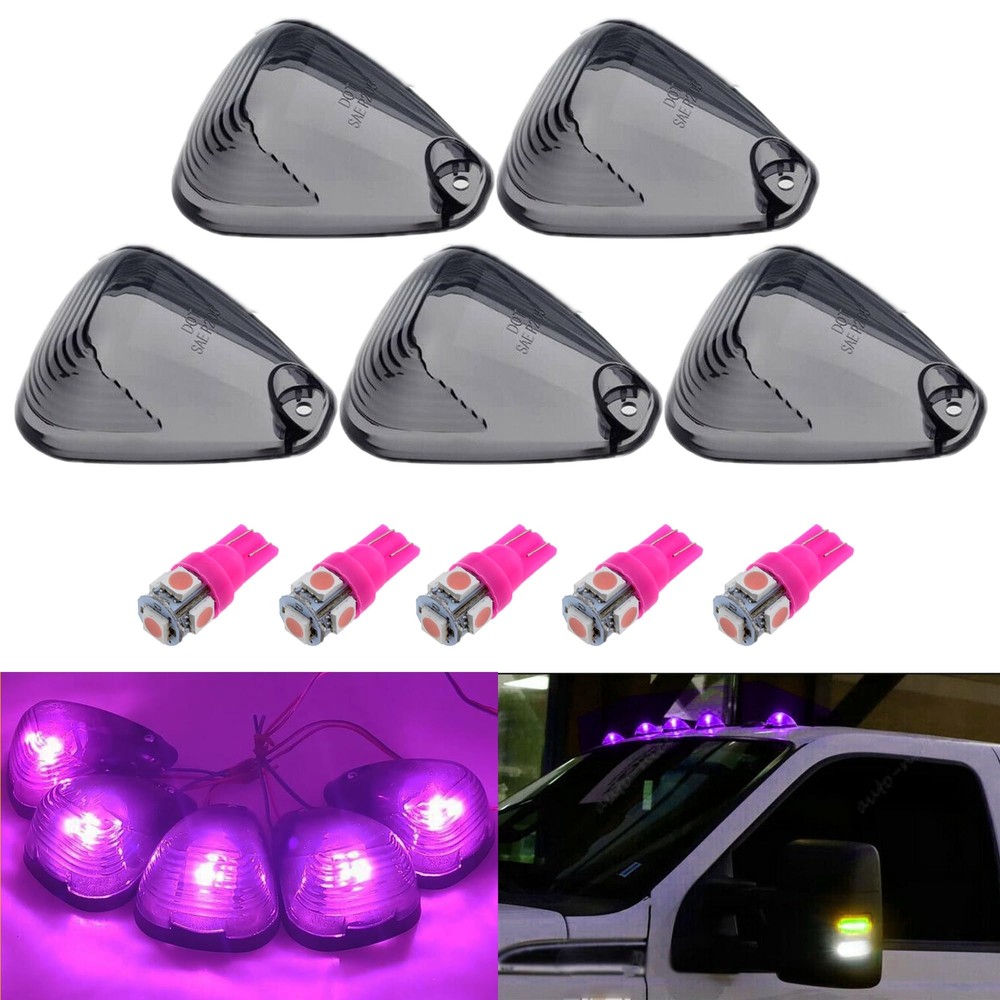Smoke Covers with Pink Purple Lens for Cab Marker Roof Running Lights  