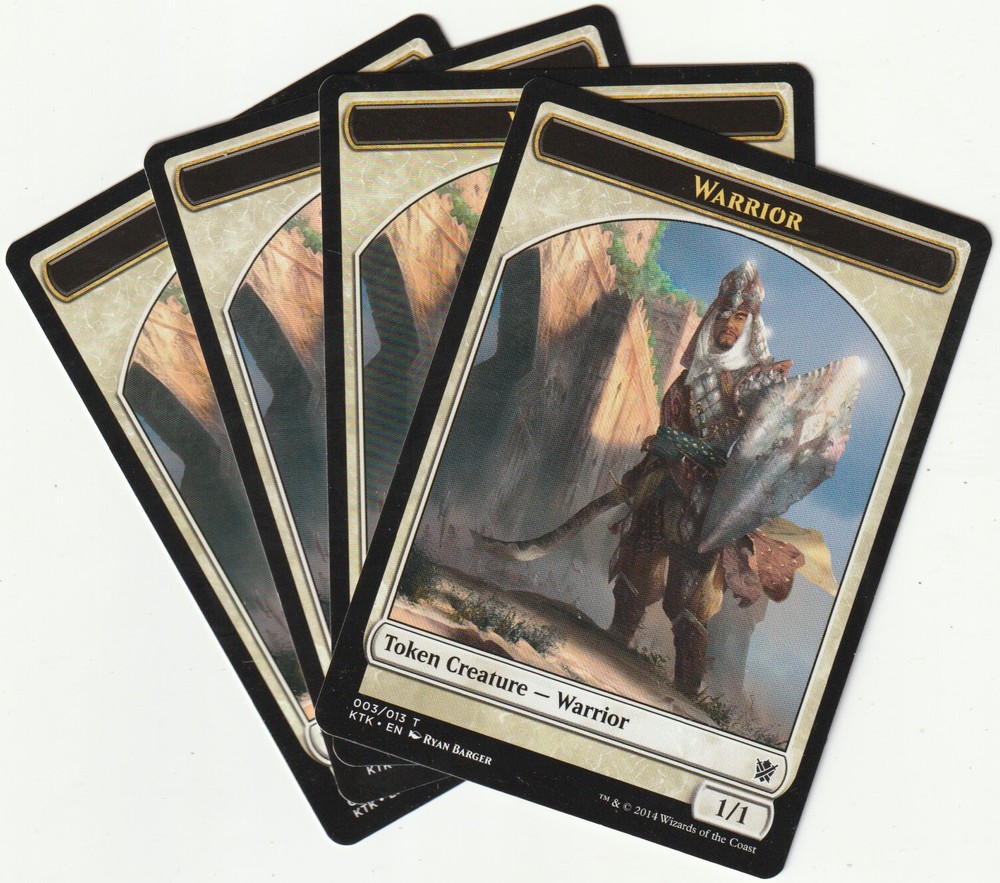 ✪ 4 MAGIC The Gathering WARRIOR White Creature Tokens MTG PLAYSET KTK/EN 2014