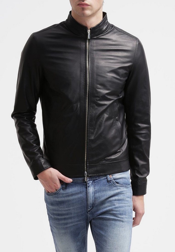 Lambskin Black Biker Leather Men's Party Wear Leather Long Sleeves Jacket-SDM145
