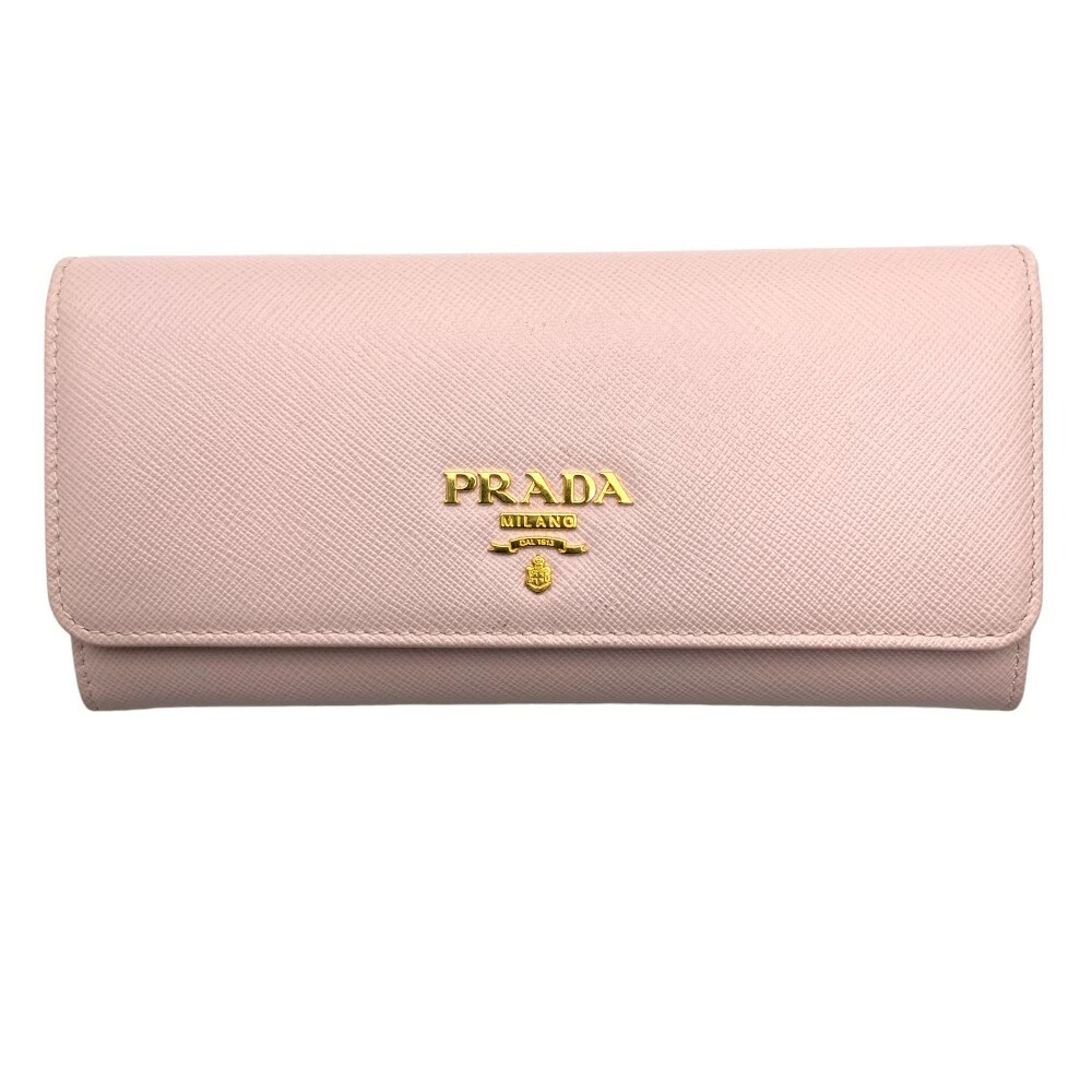 Prada Safiano 1MH132 Long Wallet in Pink with Gold Hardware and Leather Box Authentic