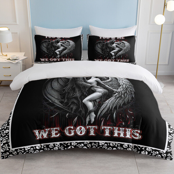 3pcs Soft Death Angel Print Duvet Cover Set for Bedroom or Guest Room