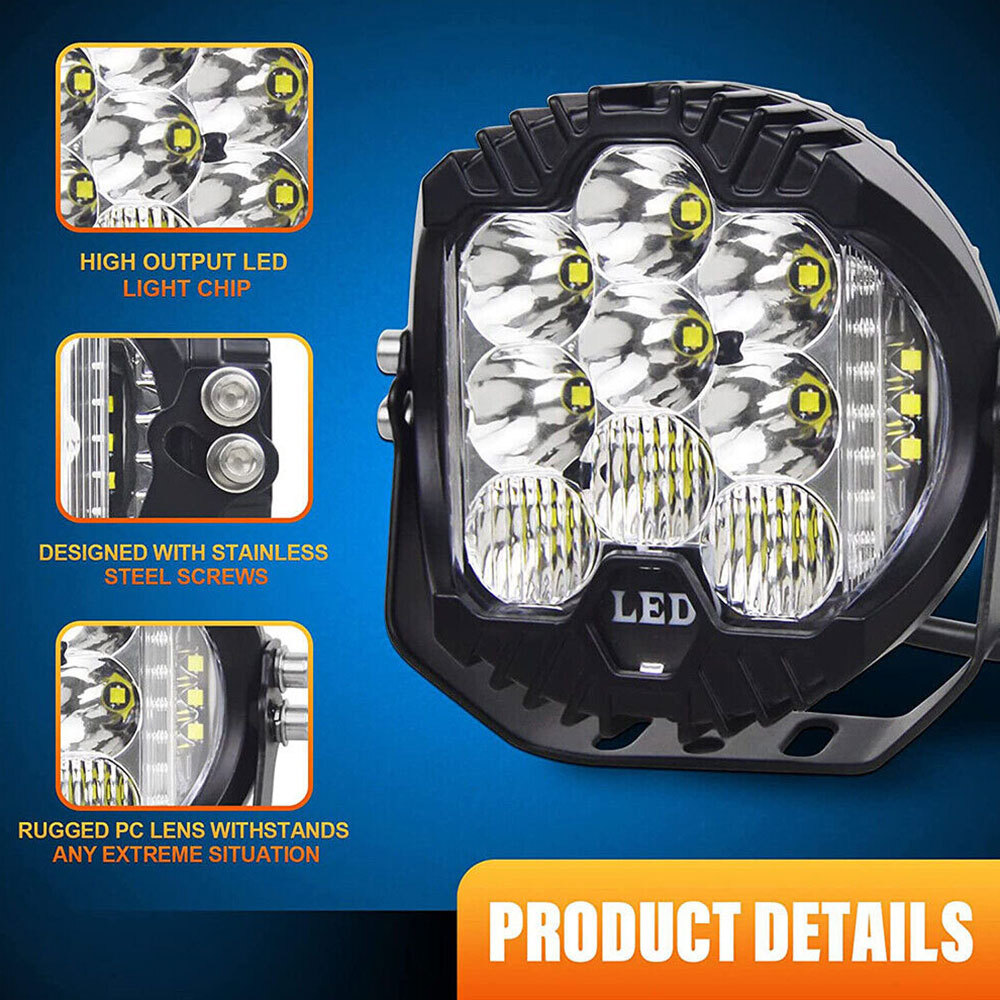 1PC 7inch LED Work Light Bar Pods Spot Flood Combo Car Fog Lamp Offroad White