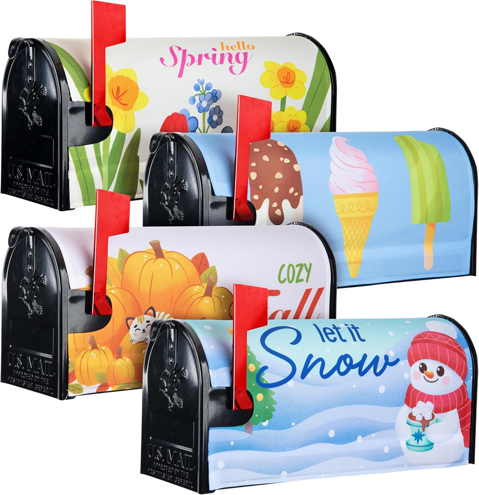 Seasonal Mailbox Covers Set of 4 - Easy to Install Fall, Winter, Spring, Summer-image
