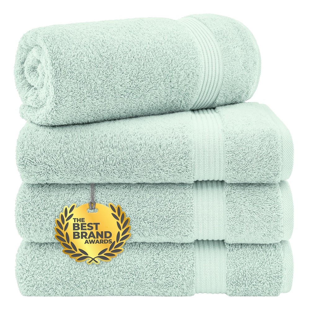 Plush Mint Green Turkish Cotton Bath Towels Set of 4 for Bathroom