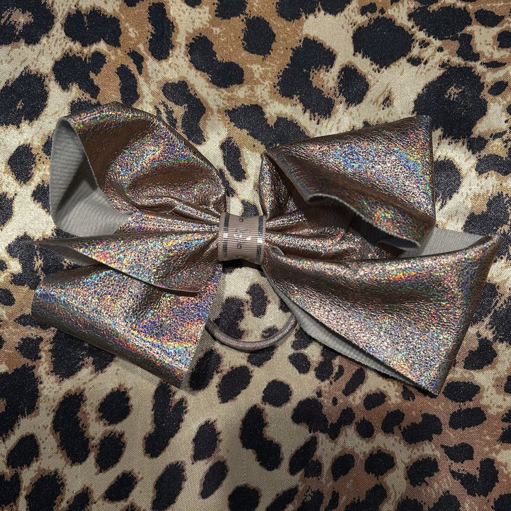 Jojo Siwa Rose Gold Metallic Hair Bow on Hair Tie