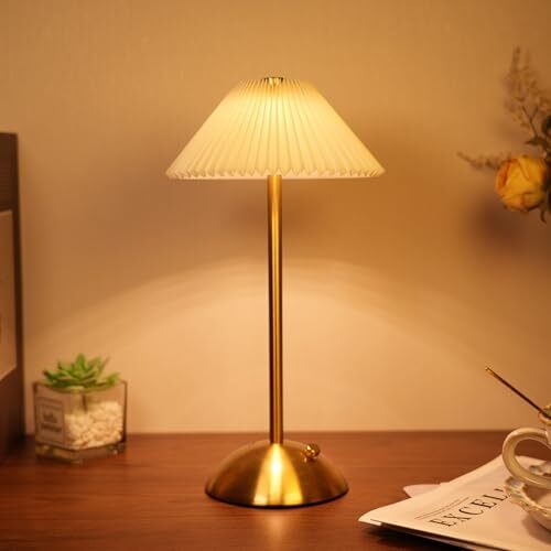 Cordless Table Lamp for Bedroom,LED Rechargeable Desk Reading Beige