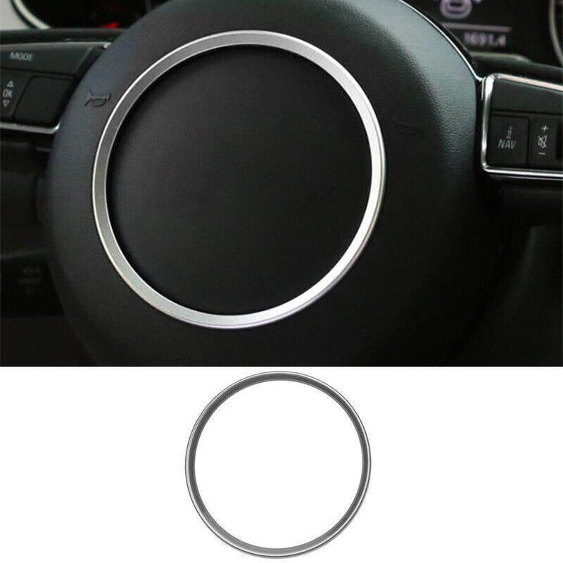 For Audi A4 A5 A6 A7 Q3 Q5 Alloy Silver Steering Wheel Center Ring Cover Trim