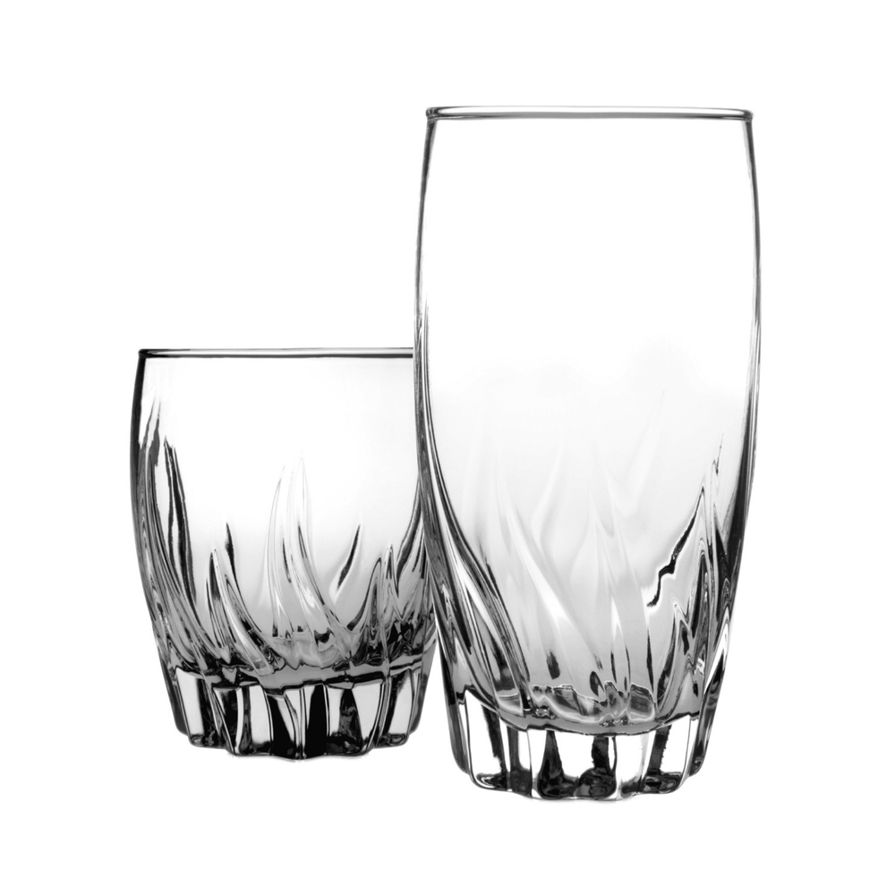 Radiant Drinking Glasses Set - 16 oz & 12 oz Clear Glass Cups