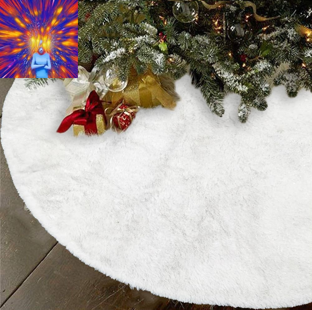 36 Inch Christmas Tree Skirt Faux Fur Bright Silk Shiny Decoration for Christmas