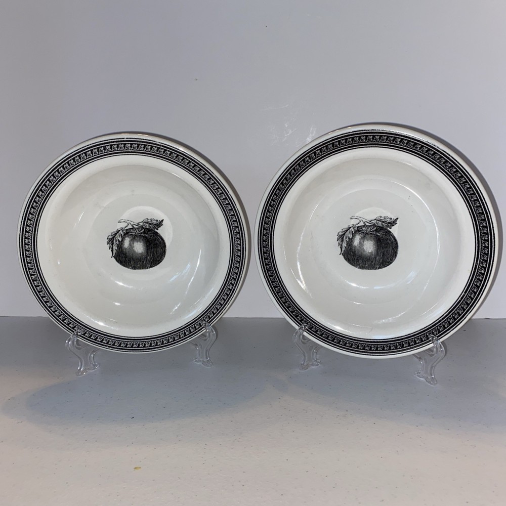 Pfaltzgraff Farmers Market Soup Bowl Set of 2 Black White Tomato Design by Pat Farrell