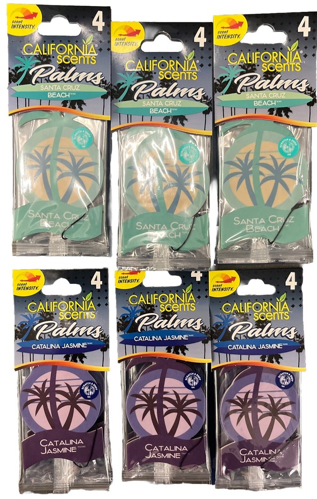 (24) CA Scents Hanging Palms Car Air Fresh Santa Cruz Beach Catalina Jasmine