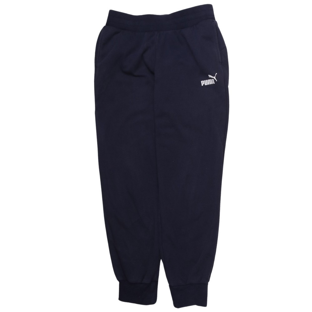 Puma Mens Joggers Navy Blue Fleece Elastic Waist Pockets Tapered Track S