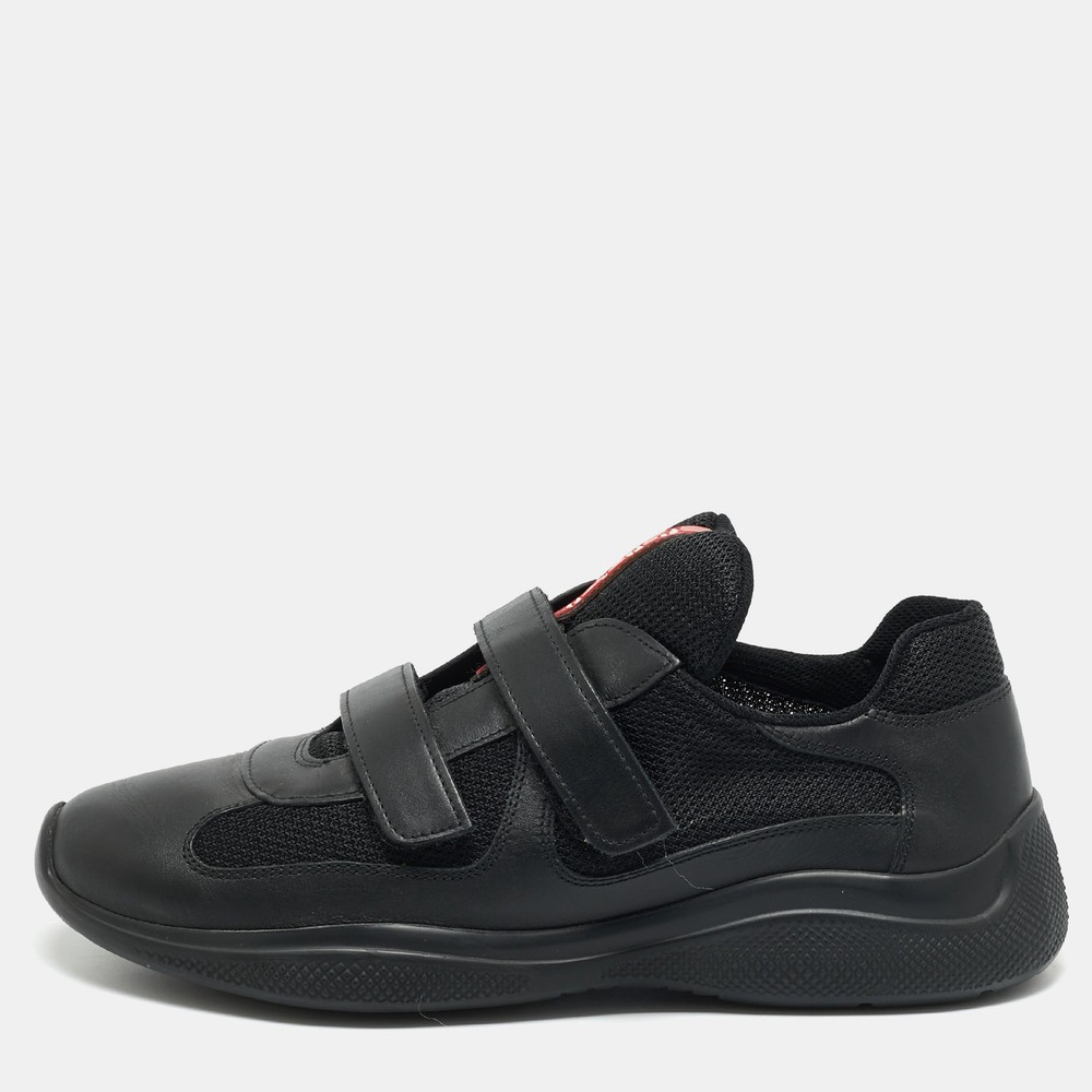Prada Black Leather Mesh Slip On Sneakers Size 41 EU