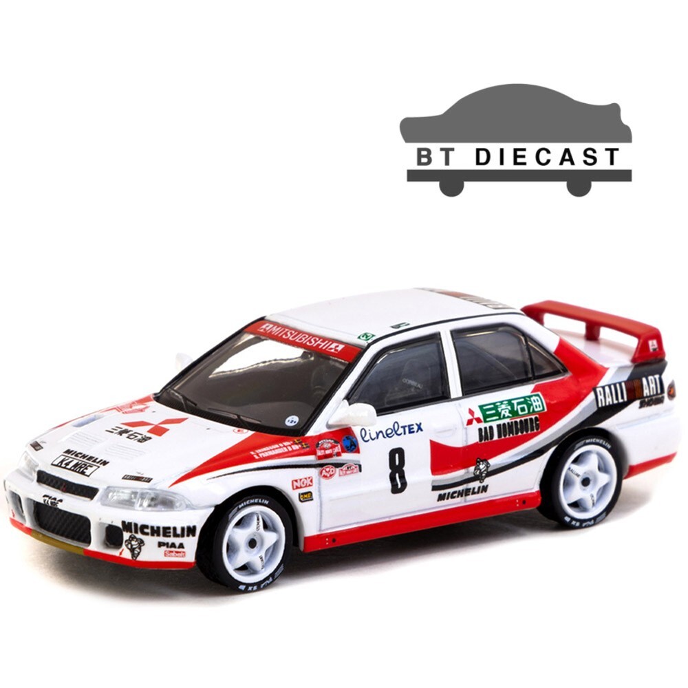 TARMAC WORKS MITSUBISHI LANCER EVOLUTION #8 RALLYE MONTE CARLO 1993 1/64 WHITE