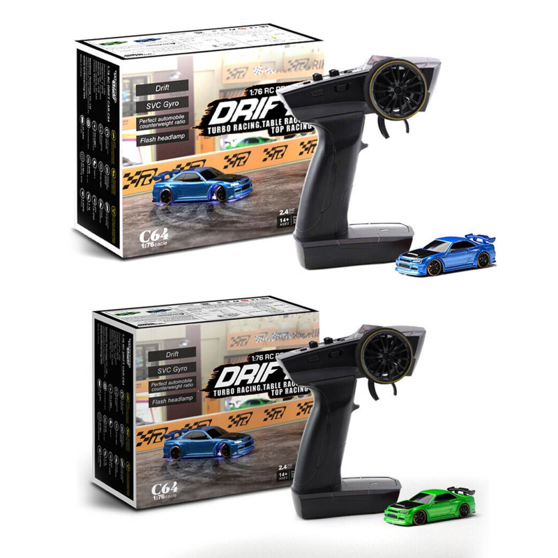 Turbo Racing 1:76 C64 Drift RC Car With Gyro Radio Full Proportional Toys RTR