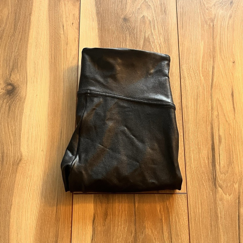 SPANX Faux Leather Leggings Women’s Large Black Bottoms