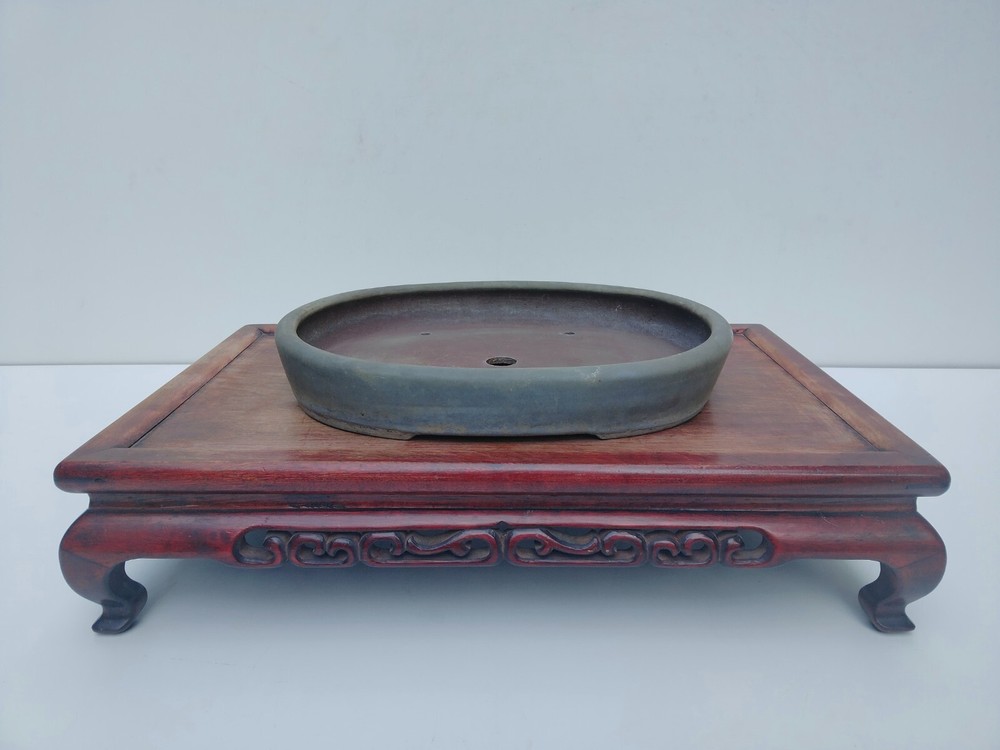 Tokoname Bonsai Tree Pot Shosen Yamaaki Light Blue Glazed Width 30.8cm/ 12.1 in.