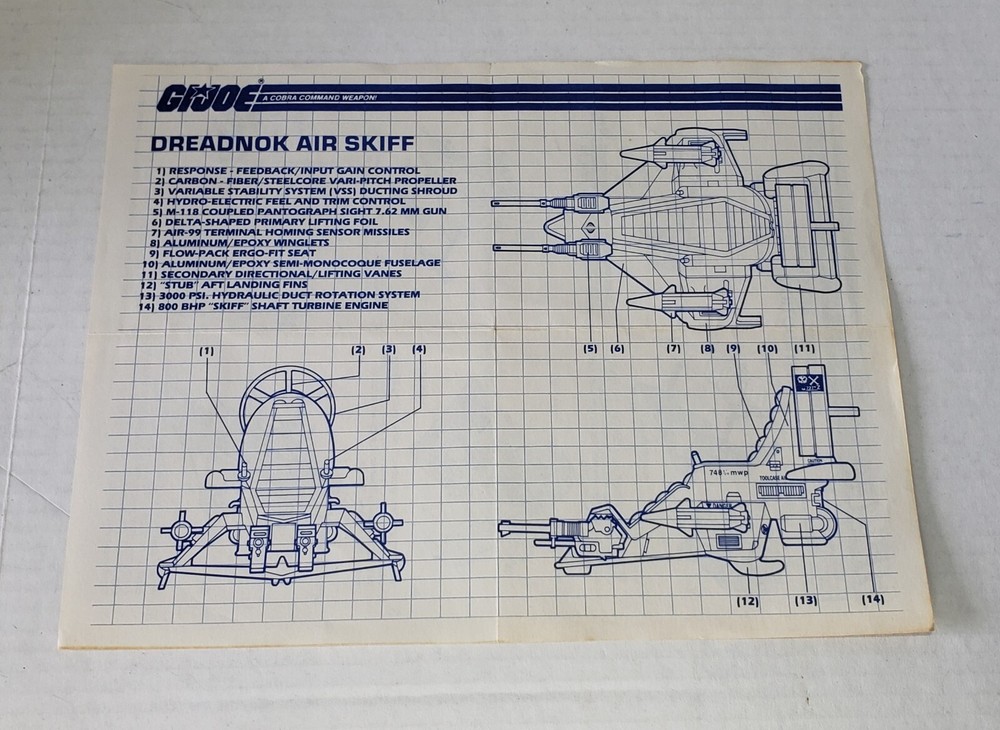 Dreadnok Air Skiff ORIGINAL Blueprints Vintage 1987 Hasbro G.I.Joe ARAH #2