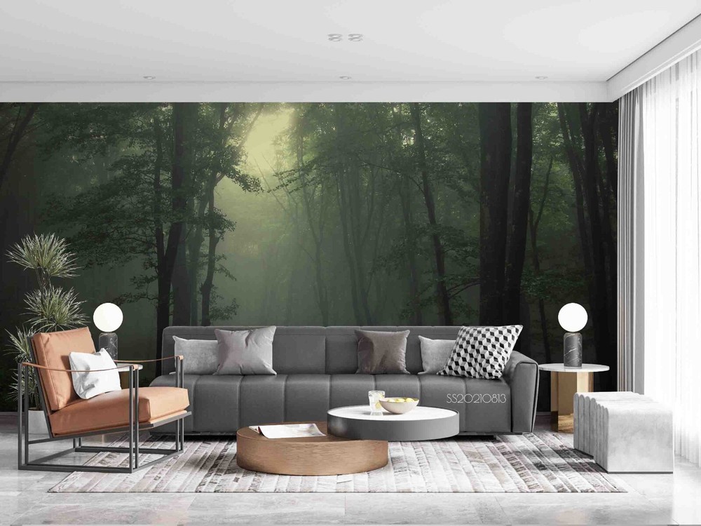 3D Fog Forest Nature Scenery Wall Murals Wallpaper Murals Wall Sticker