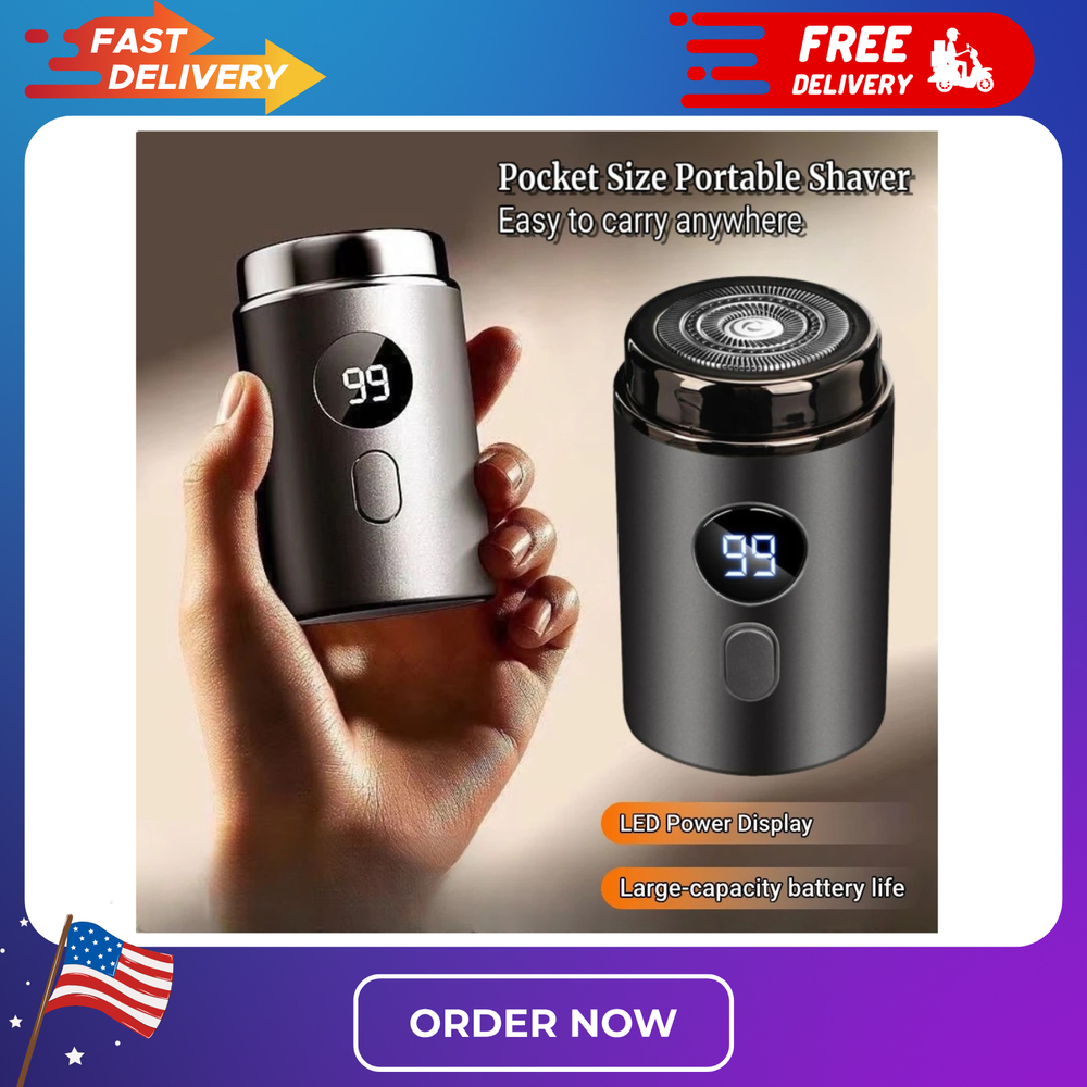 Men's Rechargeable Electric Mini Shaver with Type-C Charging & LED Display for Travel and Car Use