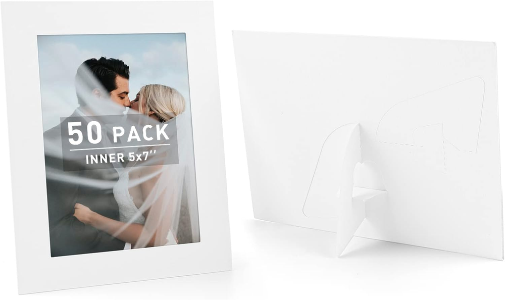 , Pack of 50, 5X7 Paper Picture Frames with Easel, Photo Frame Cards, DIY Car...