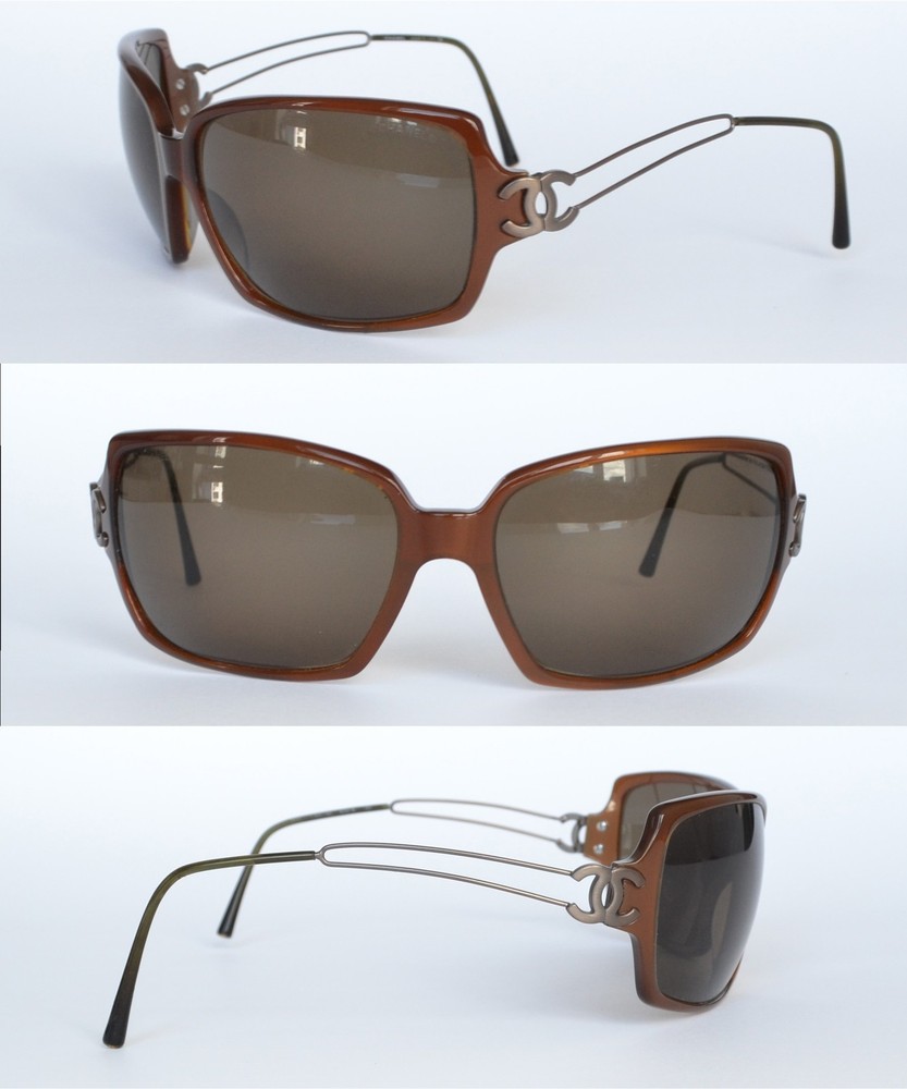 Vintage CHANEL CC Logo 5037 Y2K Burgundy Brown Sunglasses