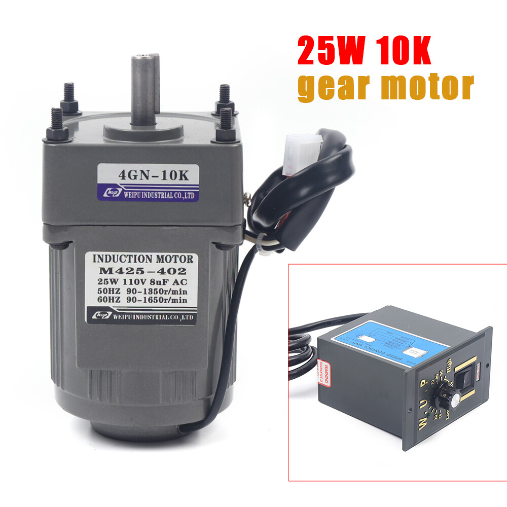 25W AC110V AC Gear Motor Electric Motor+VARIABLE SPEED Controller 1:10 135RPM