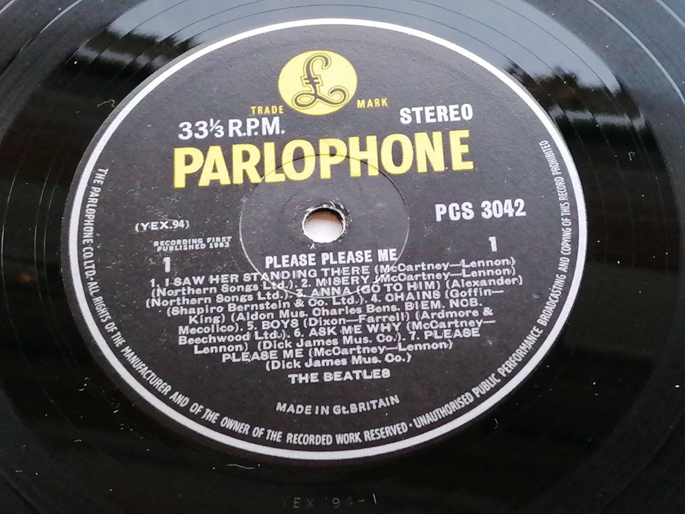THE BEATLES 1963  PLEASE PLEASE ME UK  STEREO  LP  E J DAY  SL NO DATE CROSSOVER