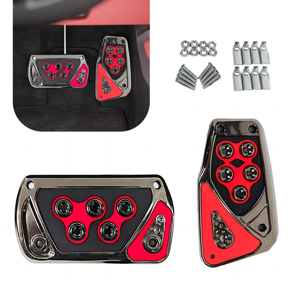 Non-Slip Red Car Brake Pedal Cover 2.55x5.11In Auto Transmission 2-Pack