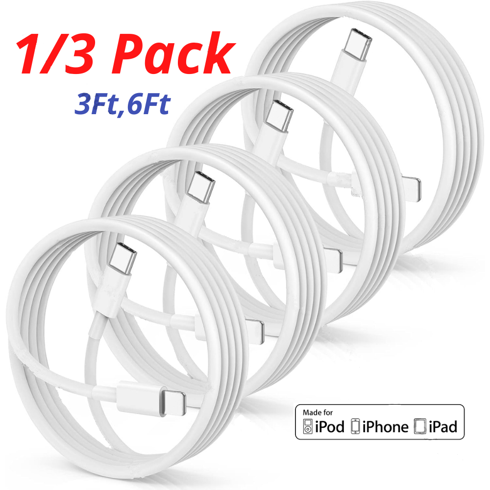 For iPhone 14 13 12 11 Pro X XR 8 iPad 20W USB-C Fast Charger PD Charging Cable