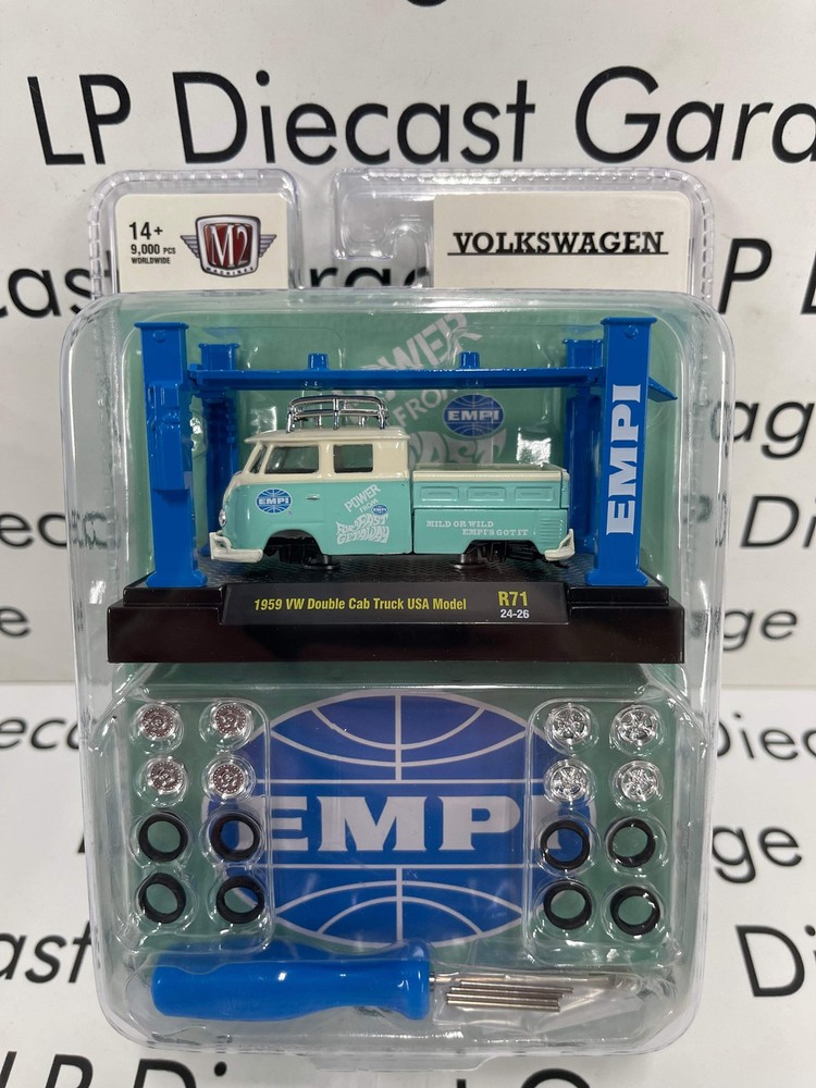 M2 1959 VW Double Cab Truck USA Model EMPI Volkswagen Model Kit 1:64 Diecast