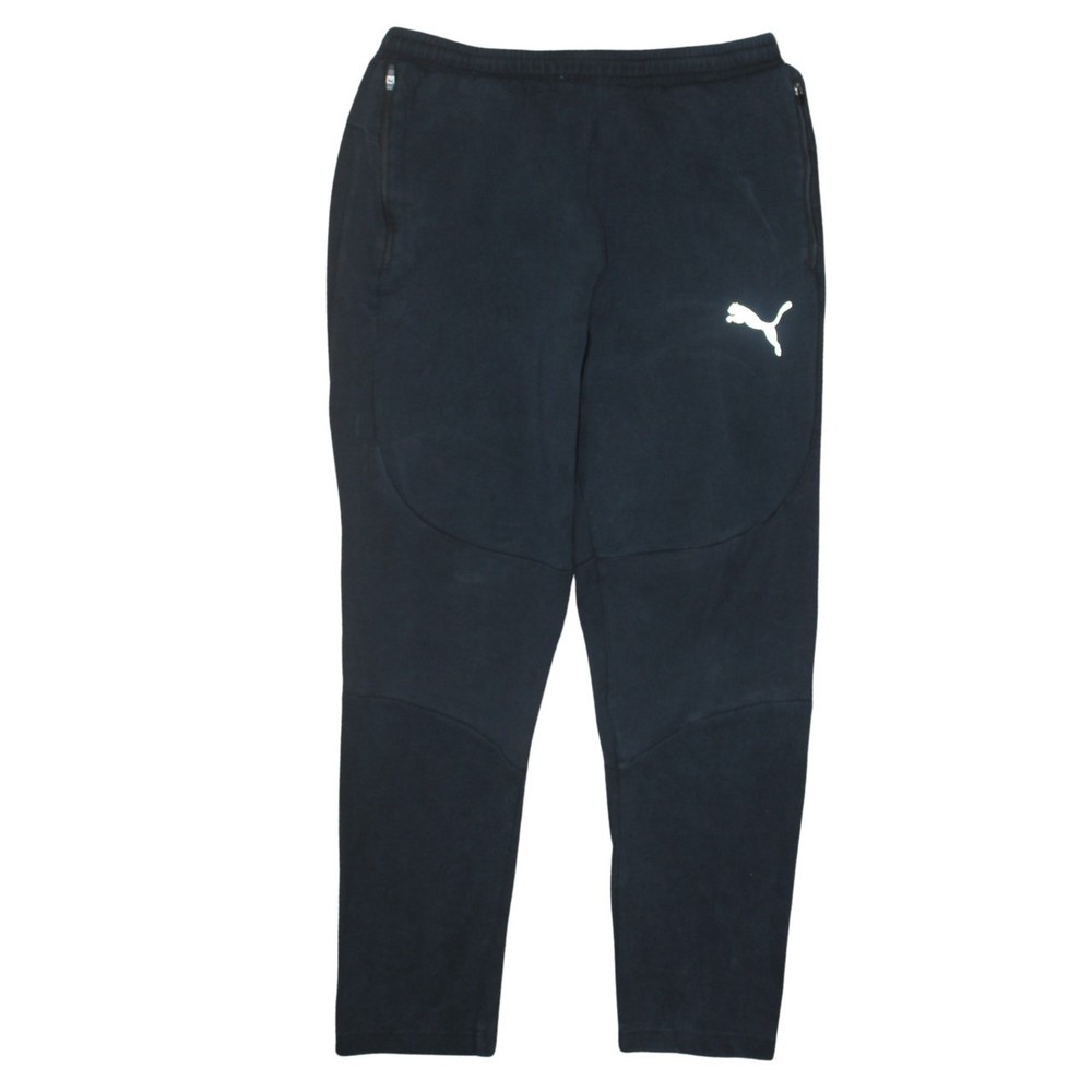Puma Mens Joggers Black Nylon Blend Elastic Waist Zip Pockets Tapered Fit M
