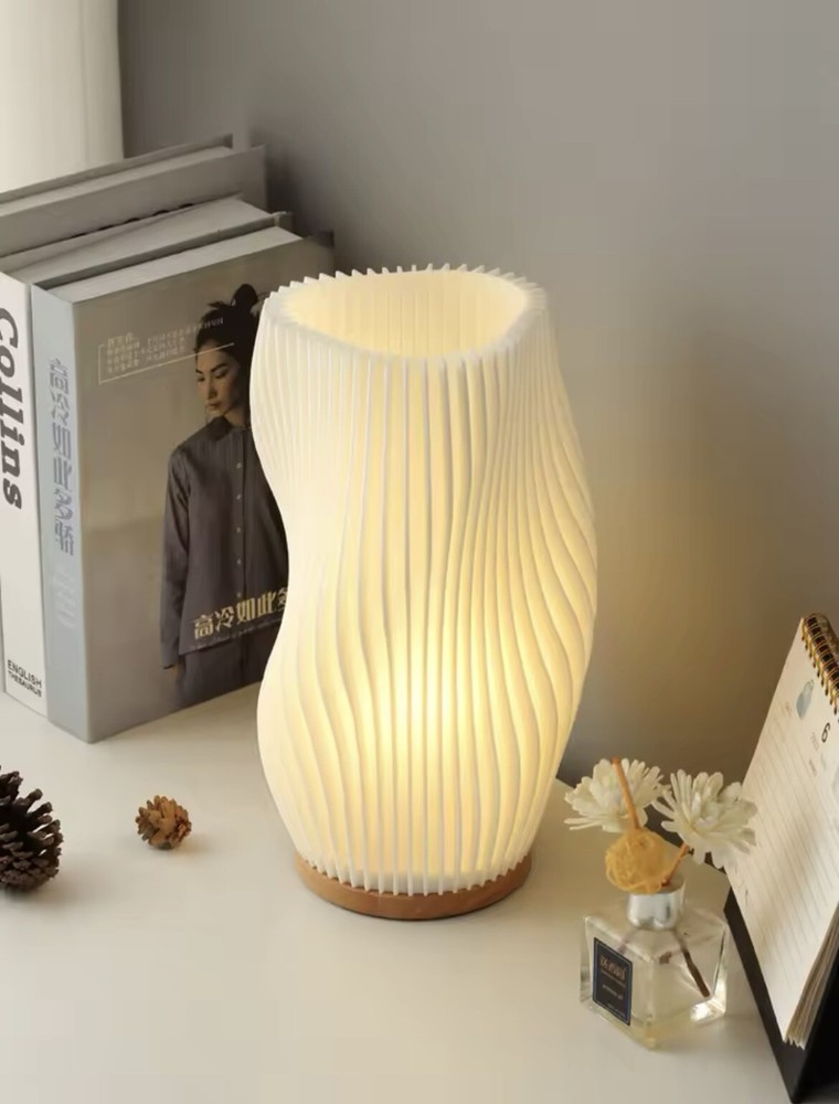 Bauhaus MCM Indoor Bedside Table French Cream Spiral Desk Lamp Bedroom Glass LED