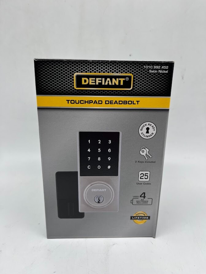 Defiant Slim Satin Nickel Electronic Touchpad Deadbolt