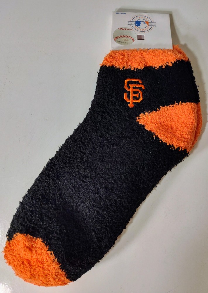 ⚾ SAN FRANCISCO GIANTS MLB BASEBALL TEAM LOGO FUZZY SOCKS MEDIUM Orange Black ⚾