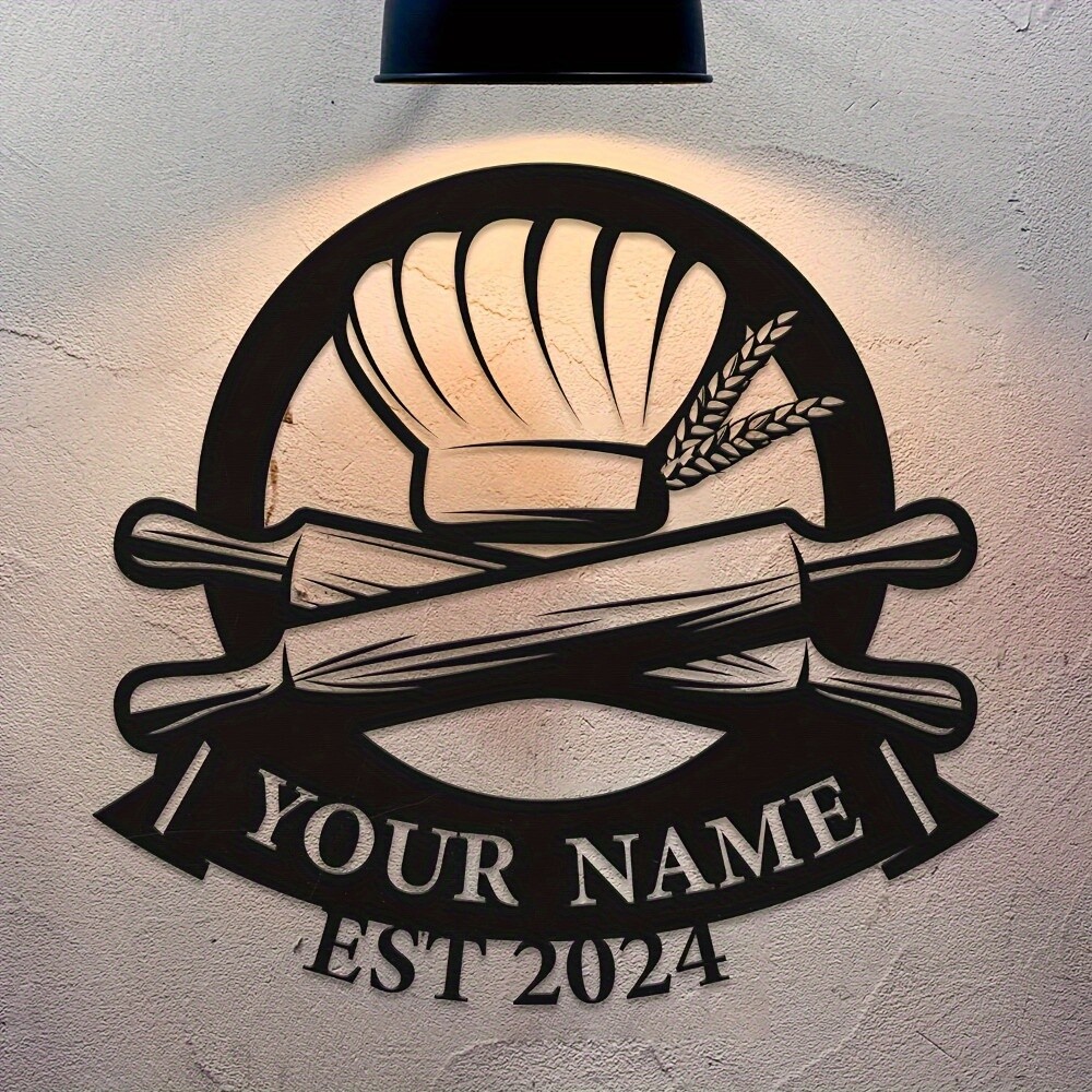 Art Deco Metal Wall Sign - Customizable Black Kitchen Decor