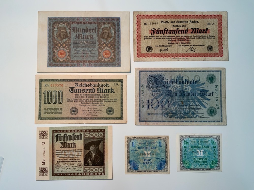 Vintage banknote lot from Germany.