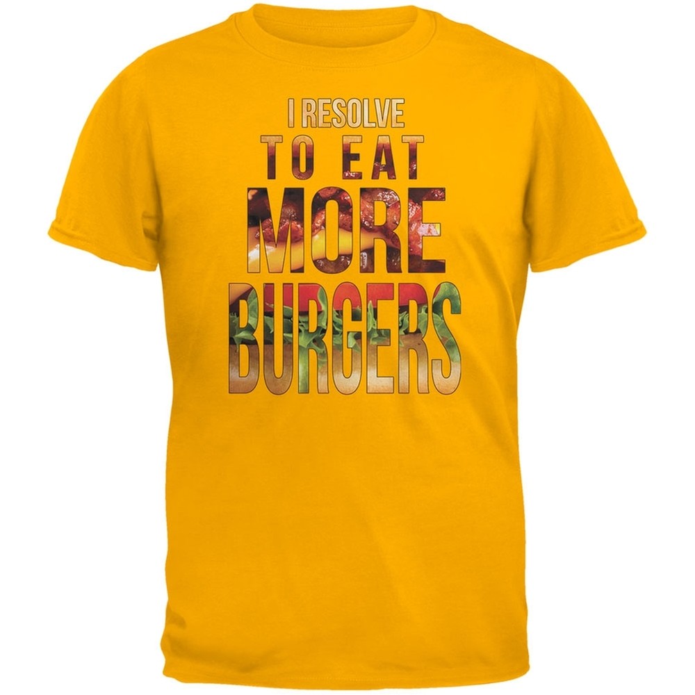 New Years Eat More Burgers Gold Adult T-Shirt-image