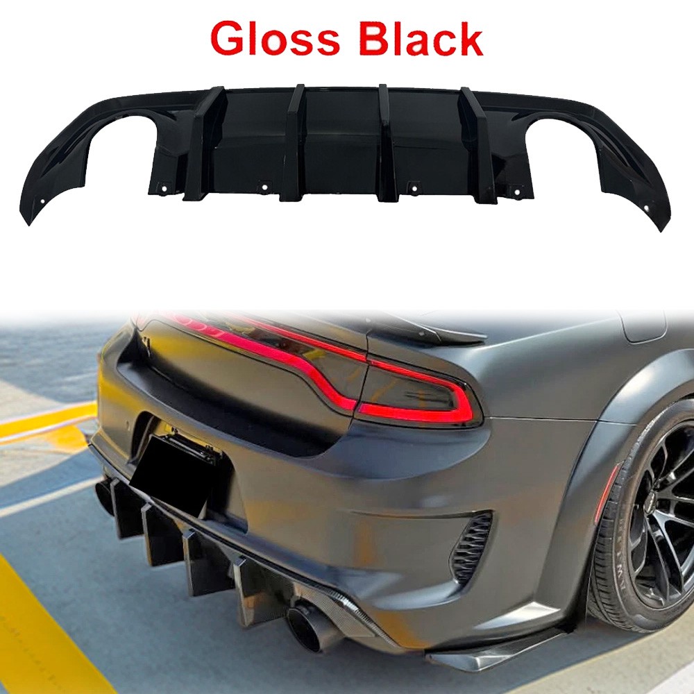 Widebody Only Glossy Black Rear Bumper Diffuser Lip For 2020-2023 Dodge Charger