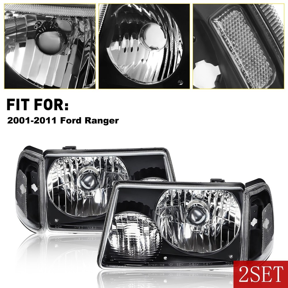 AUXITO Headlights Assembly 2Pair For Ford Ranger 01-11 Clear Lens Replacement M