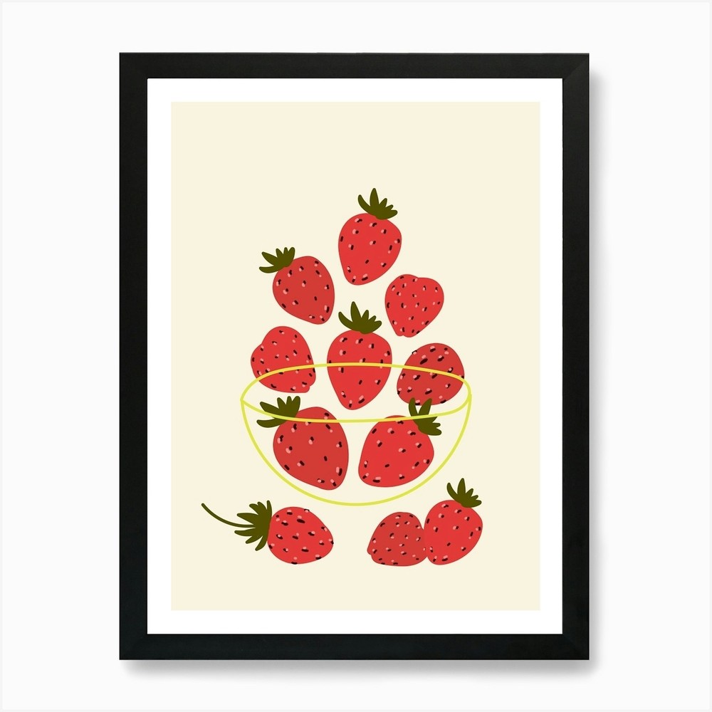 Strawberries In A Bowl Art Print Framed Wall Art Poster Canvas Print Picture
