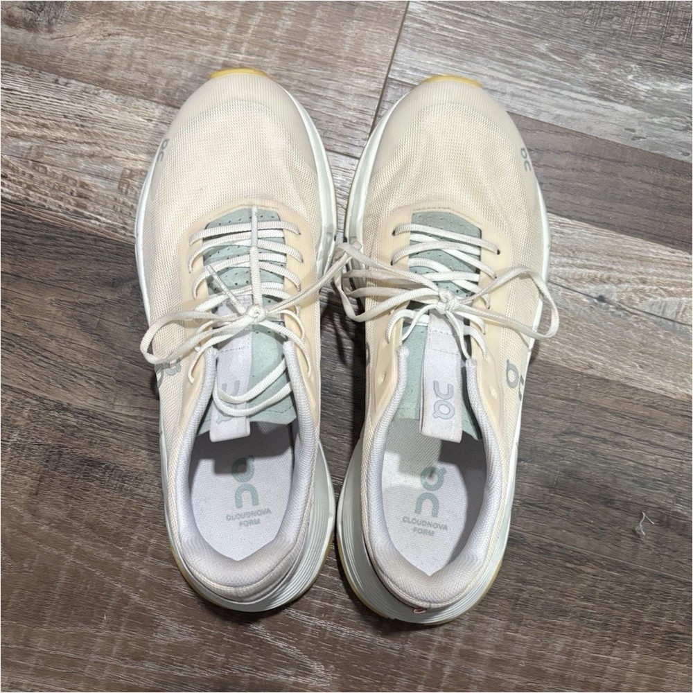 On Cloudnova Form Women's Beige Athletic Sneaker Lace Up Mesh Upper