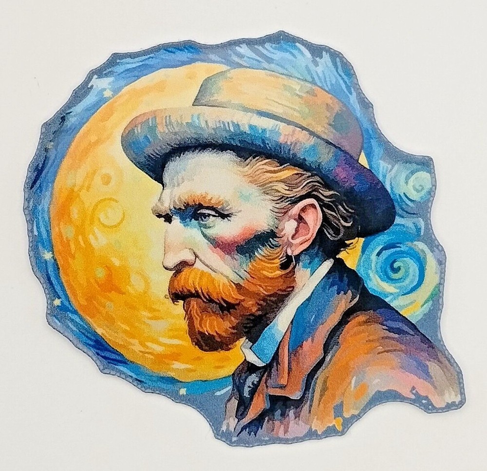 Van Gogh Full Moon Starry Night Vinyl Decal Sticker Weatherproof Laptop Art Love