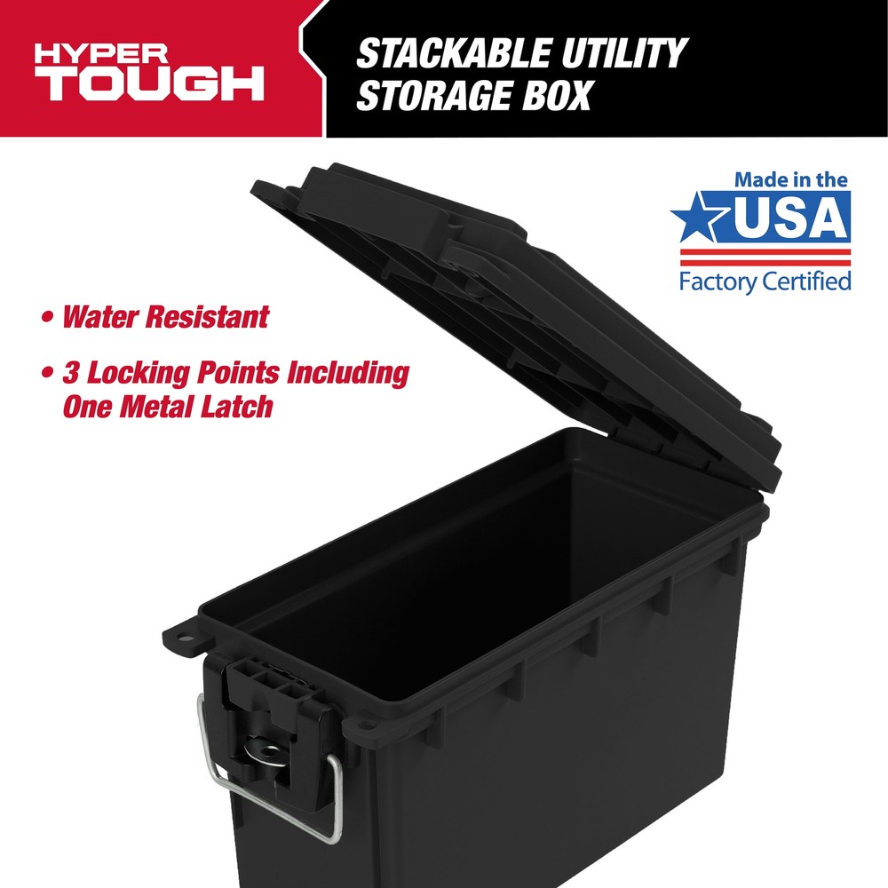 Black Locking Stackable Utility & Tool Box for Organized Storage  