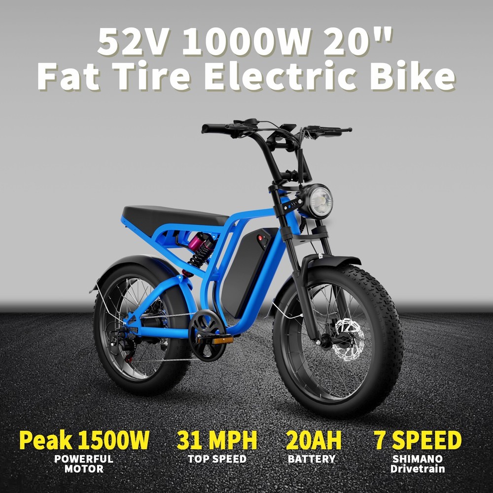 Electric Bike E-Bike 1500W 48V/52V Adults Bicycle 20